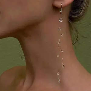 Morning Dew Crystal Clear, Ice Cold Water. Dewdrop Design Minimalist High-End Fashion, Fishing Line Water Drop Earrings Elegant and Grand