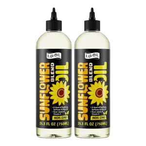 LifeOiL Non-GMO High Oleic Sunflower Blend Oil, 2 Pack (25.3 fl oz Bottles)