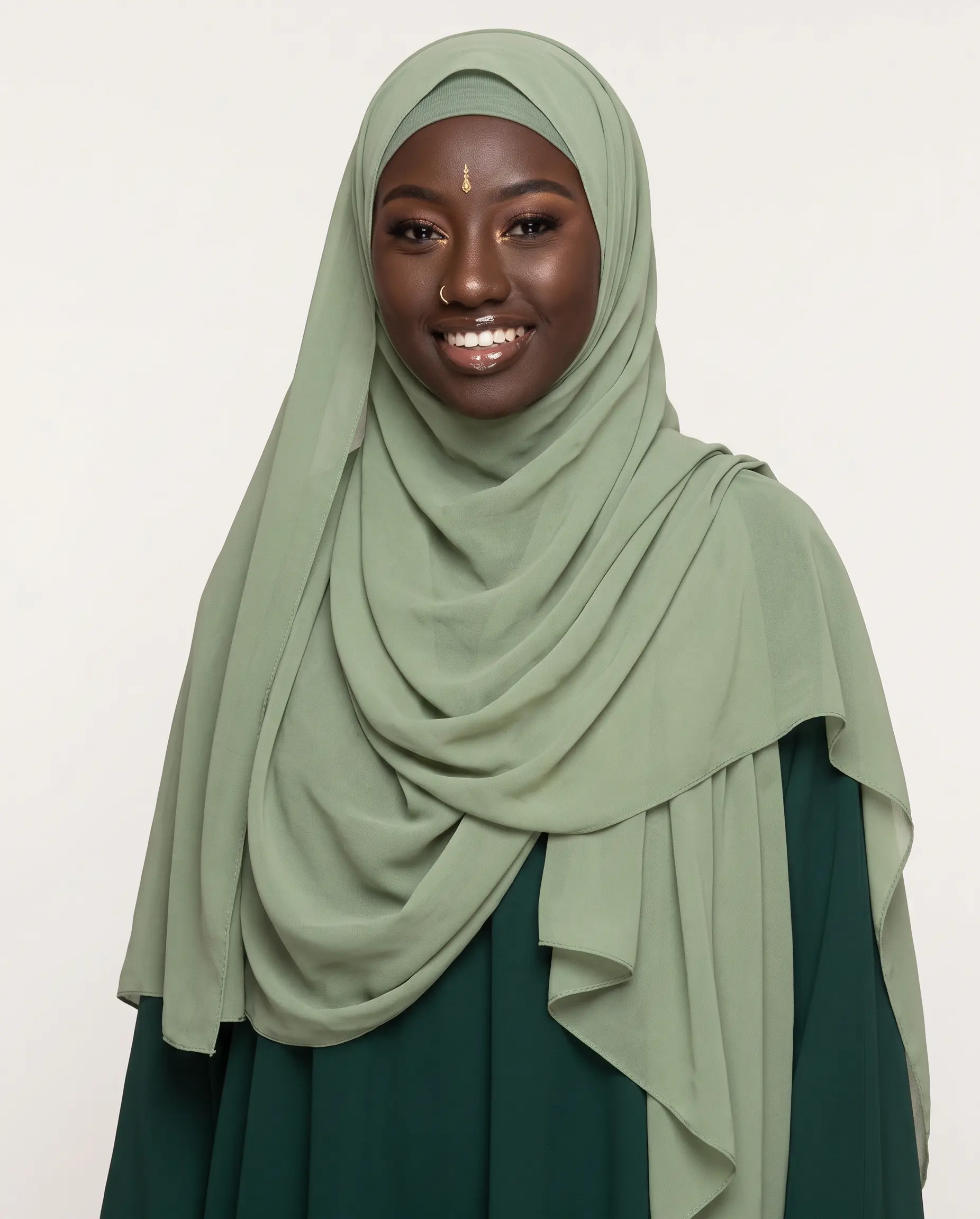 Women's Pistachio Sage Chiffon Pashmina Scarf, Modest Fashion Hijab, Chiffon Pashmina Scarves, Long Shawl Pashmina Scarves