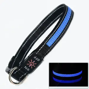 Light-Up Dog Collar for Night Walking Safety - Rechargeable LED Glow in the Dark Adjustable Comfortable Soft Mesh Safety Collar for Small Medium Large Dogs with USB Charging Port Dog harness Halloween Gift