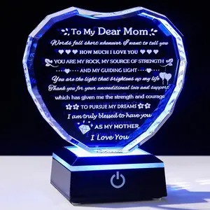 Gifts for Mom with Colorful LED Base Moms Birthday Gifts from Daughter Son to My Mom   Heart Keepsake  Mother Presents Idea for Christmas Mother's Day Valentine