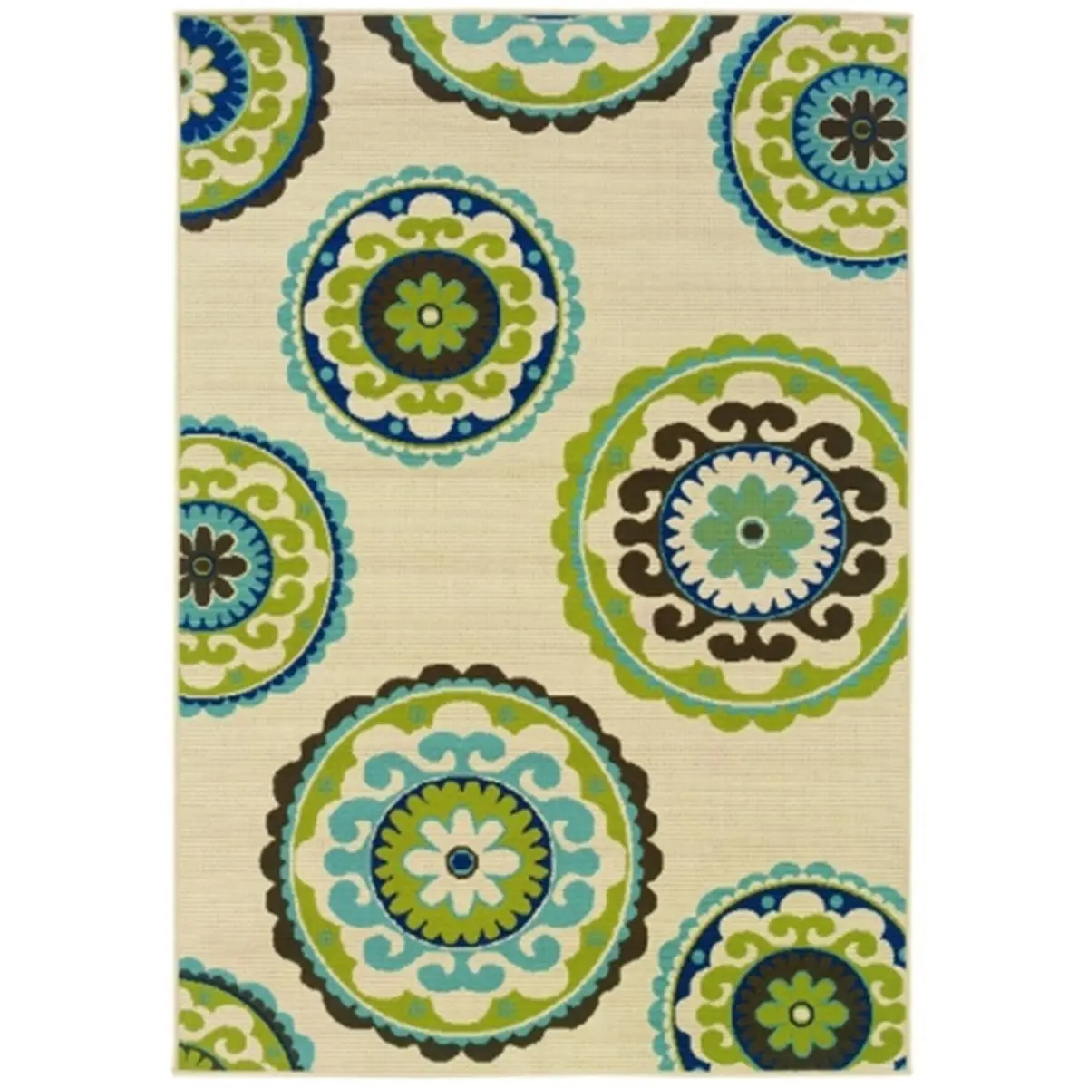 Oriental Weavers Caspian 859J6 Area Rug - 9x13 Rectangle, Ivory-Green Polypropylene Floor Rug, Floor Rugs