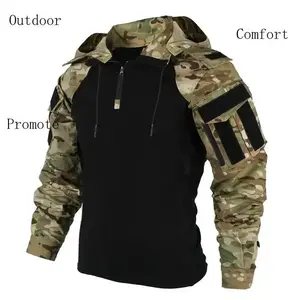 Outdoor clothing, outdoor shirt, camouflage combat T-shirt, hooded men's work tactical shirt(Sheets)