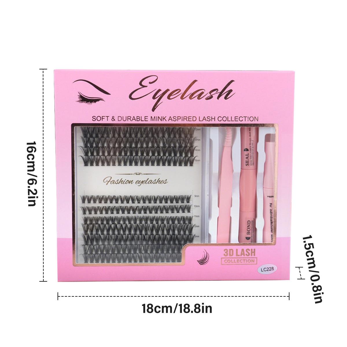 Flare Lashes Kit - 280 Clusters Individual Lash Extensions (9-15mm), Invisible Band Natural Fluffy, with Bond Seal Eyelash Glue, Lash Remover & Tweezers, Waterproof Long-Lasting DIY for Beginners