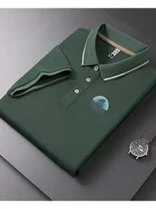 Men's Casual Summer Print T-Shirt, Fashion Short Sleeve Top, Geometric Design, Lightweight Breathable Polo Shirt