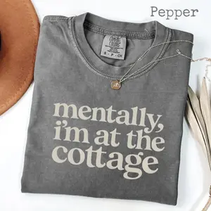 Comfort Colors Mentally I'm At the Cottage, Bookish Hockey Romance Boxy Crop Top, Heated Rivalry Reader Tee, BookTok Aesthetic Shirt, Cozy Romance Reader Gift