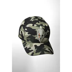 Recon Cap - Classic 6-Panel Camo Print 100% Cotton Breathable Hat with Spartan Helmet Embroidery & Metal Buckle Closure