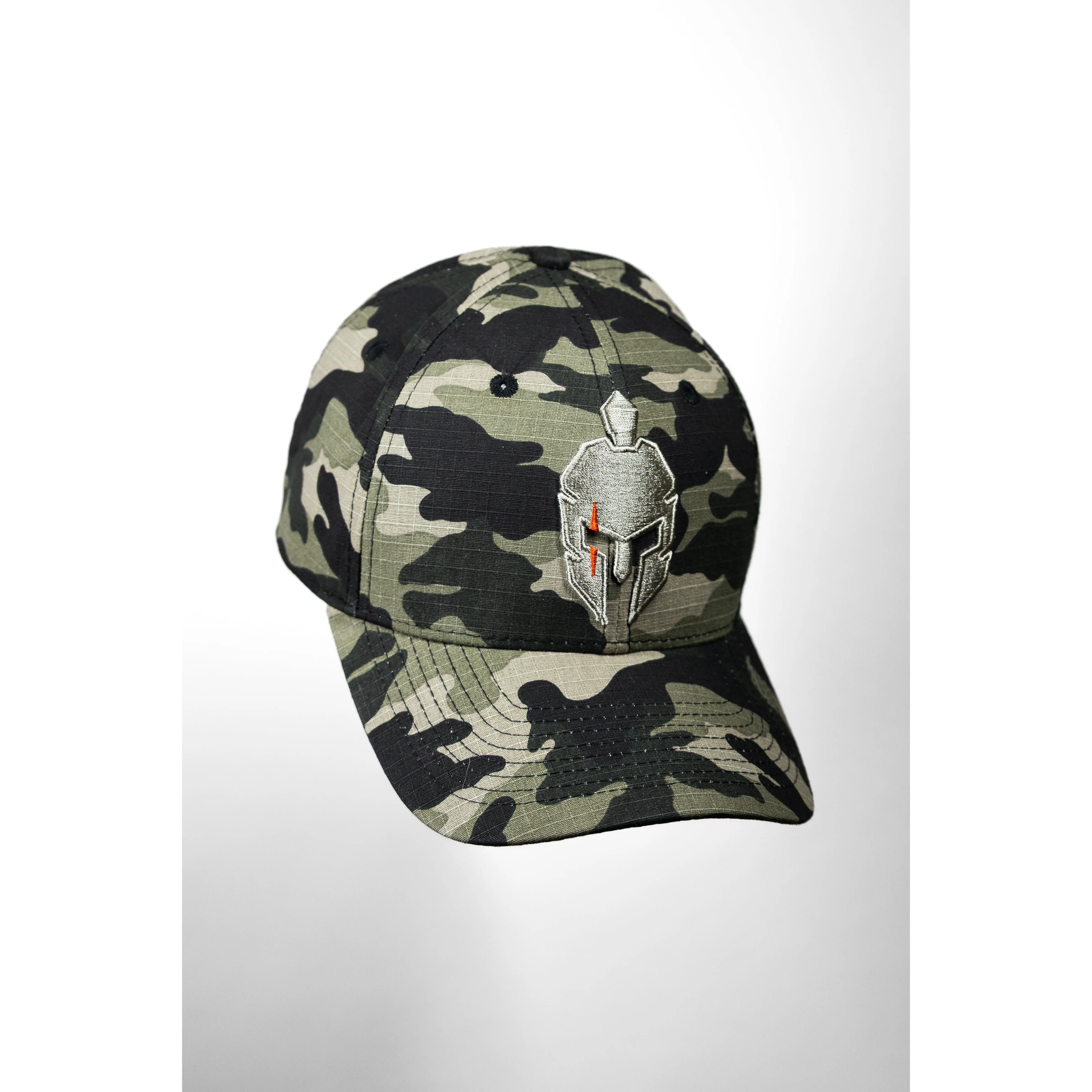 Recon Cap - Classic 6-Panel Camo Print 100% Cotton Breathable Hat with Spartan Helmet Embroidery & Metal Buckle Closure