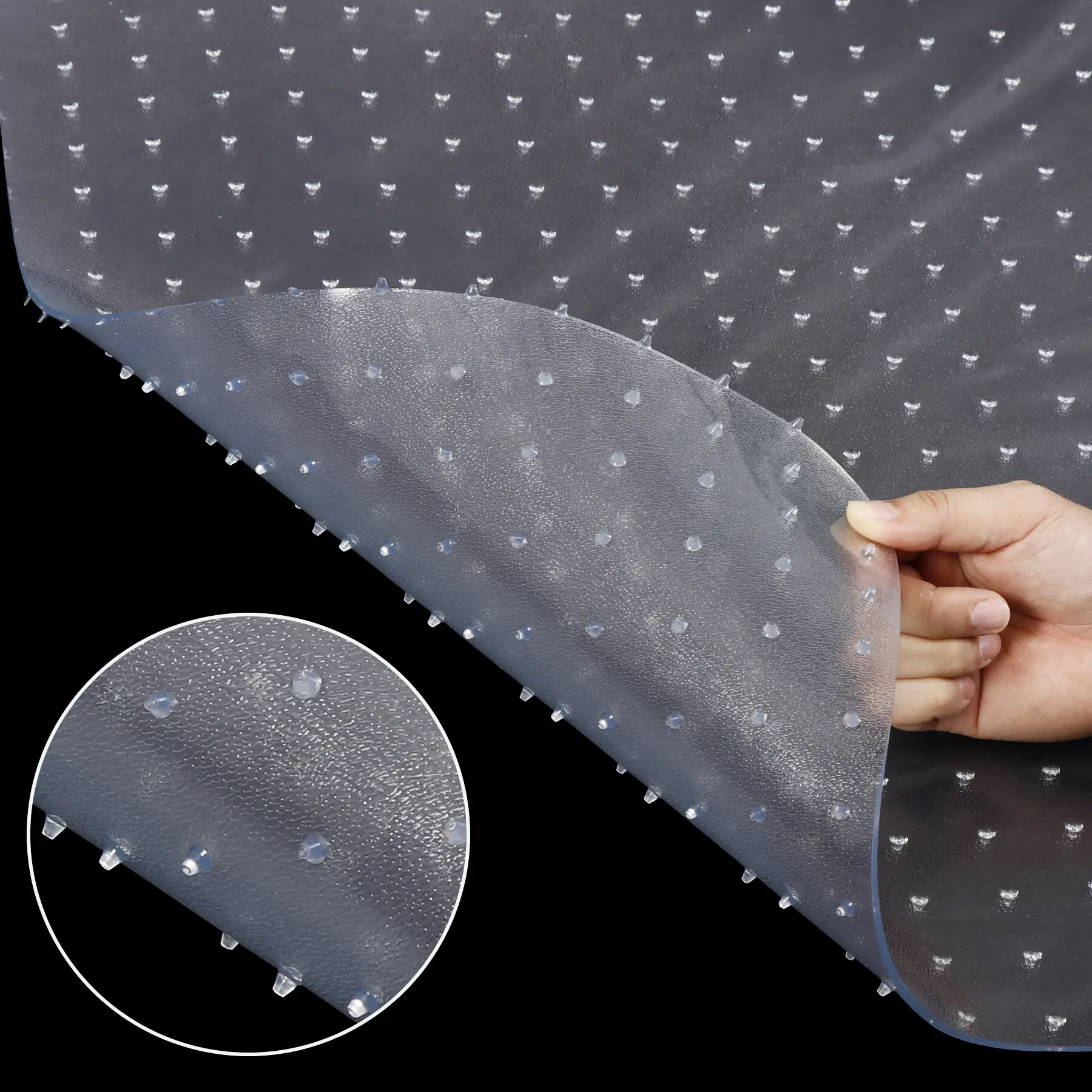 LEMY 36" x 48" PVC Chair Mat with Studded Back & Lip for Home Office Carpet Protection Eco Friendly Durable Easy to Clean