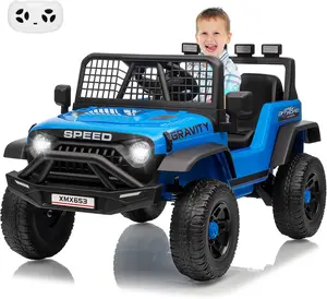 GAOMON 12V Ride on Car for 3+, Kids Electric Vehicles with Remote Control Riding Toy Extra Wide Seat and Legroom for Toddlers with Safety Belt, 3 Speeds, LED Light, Music, USB for Children 3-6 Years,blue