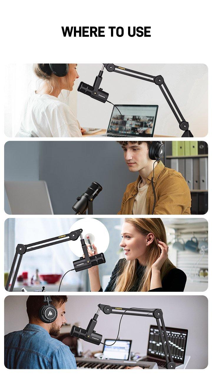 MAONO USB & XLR PC Dynamic Podcasting Audio Digital Metal Microphone For PC, Smartphone, ideal for Recording, Streaming Gaming, and Singing.