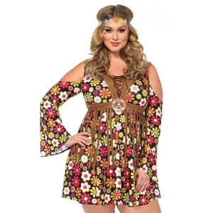 Plus Size Starflower Groovy Hippie 60's Halloween Costume Dress