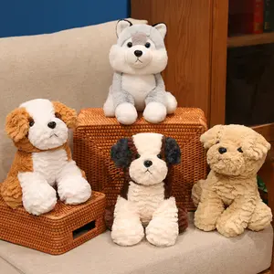 26cm Realistic Pet Dog Plush Toy, Cuddly St Bernard Teddy Husky Soft Pillow, Huggable Stuffed Animal, Perfect Birthday and New Year Gift for Animal Lovers