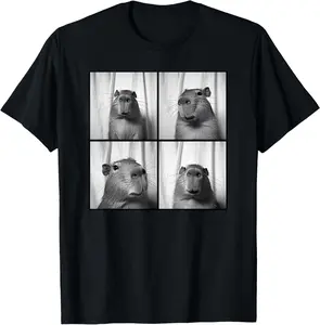 100% Cotton Capybara Capy Photobooth Picture Quirky Funny Odd Animal T-Shirt