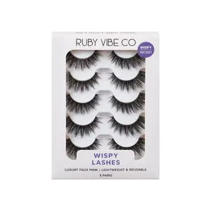 [RUBY VIBE CO] Chic Wisps WC001 Faux Mink Wispy Lashes Ultra Lightweight Soft Flexible Band Effortless Application 5 Pairs Full Length