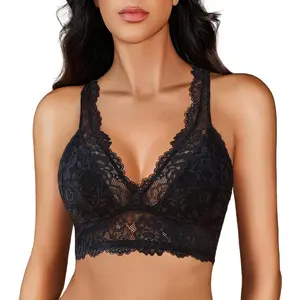 Lace Bralettes for Women Wireless Unpadded Bras Racerback Camisole Tops Basic Cami Sexy Strappy Everyday Lingerie