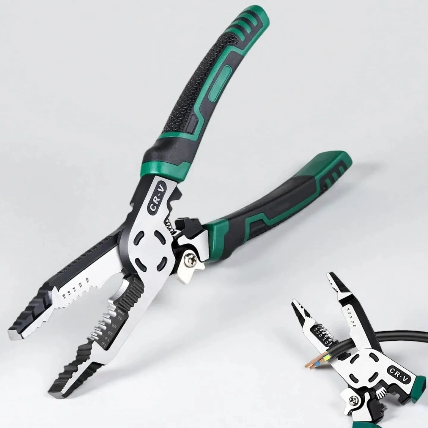 10-in-1 Wire Stripper Tool CR-V Multifunctional Plier with Stripper Crimper Side Cutter Shearing Screw Gripping for Electric Cable Work wire stripper crimper side cutter