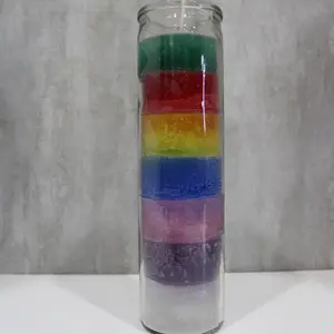 Vela de oración devocional de multicolor sin perfume, vela de cera de alta calidad de 2 x 8 pulgadas. Candle