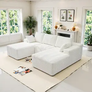 【Deals for You Days】NMXVXMN 98.4" Oversized Modular Sofa Set , U Shaped Boneless Cloud Couch with High-Density Foam, Upholstered Soft Couch, Plush Corduroy Deep Seat Sofa Bed for Living Room No Assembly Required