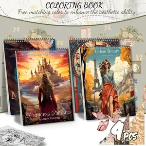 4pcs Adult Coloring Book Set - Beginner-Friendly Character Themes with Vivid Designs, Thick Paper for Stress Relief & Relaxation - A4 Spiral Bound Artwork for Men & Women - Perfect Gift for Christmas, Halloween, Thanksgiving & New Year