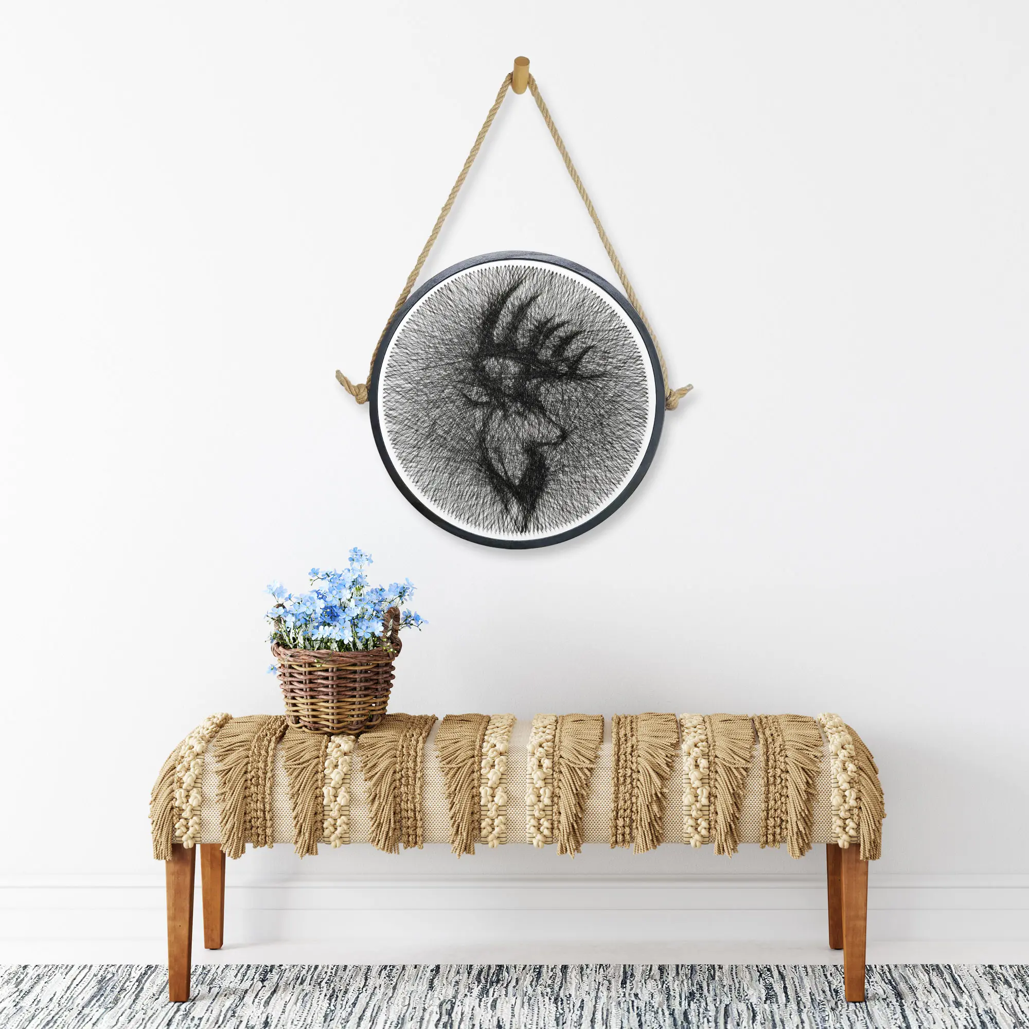 String Art DIY Wall Art Unique Handmade Gift Tentacle Art, String Art kits for adults, crafts for adults, crafts for women kit, Framed Canvas DIY Wall Decor, Deer with Anlter, diy creative gift Decorative Hanging