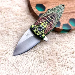 Portable Stainless Steel Folding Knife with 3D Pattern Handle, 1 Count Lightweight Folding Knife, Suitable for Camping, Barbecue, Fishing, Hiking, Outdoor Use, Halloween