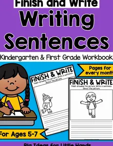 Draw & Write with Picture Prompts Writing Sentences Workbook for Kindergarten and 1st Grade ages 5-7: A Year of Guided Writing for Kids