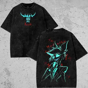 valentine shirts Hazbin Hotel Unisex Washed Hoodie, Alastor Hazbin Hotel Wash T-Shirt, Comic Shirt, TV Show Shirt Graphic Tee, Anime Shirt Gift