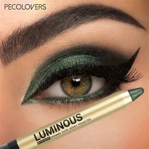 Eyeshadow Stick Double Head Waterproof Long Lasting Metallic Shimmer Highlighter Cream Pen with Brush for Eyes Cosmetic Product