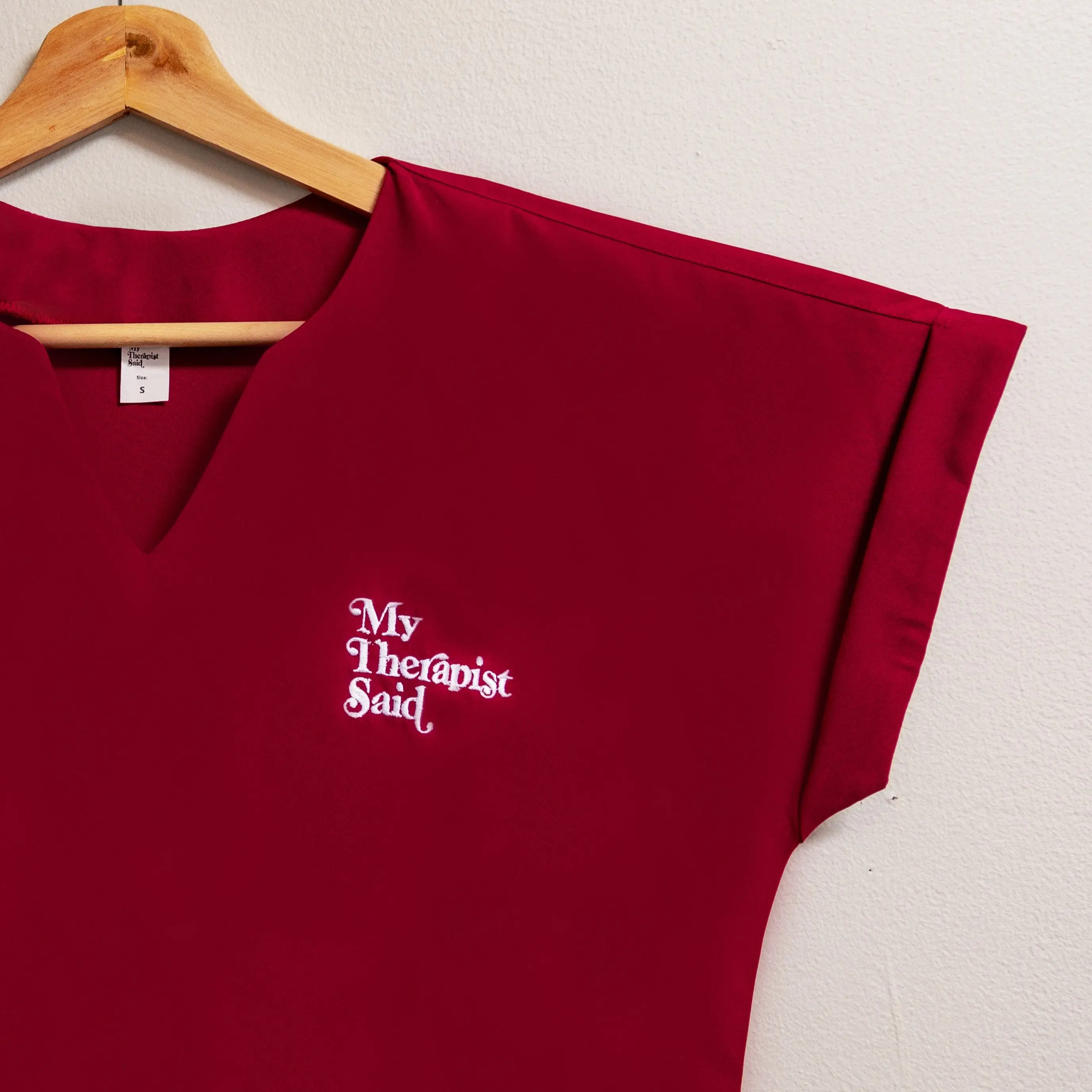 My Therapist Said v-neck blouse (Maroon)