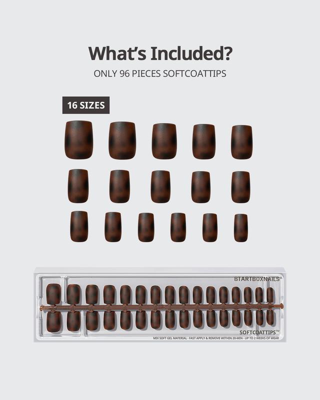 Press on Nails - 96pcs Tortoise Shell Collection Square or Almond or Coffin Stiletto and Oval Tips, Tortoise Shell Collection Soft Gel False Nail, Soak Off Acrylic Fake Nails Extensions