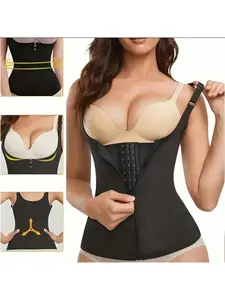 Women's Shapewear Tank Top, Adjustable Buckle Zip Design, Slimming Fit, Casual Style, All Seasons, Organic Textile, Womenswear