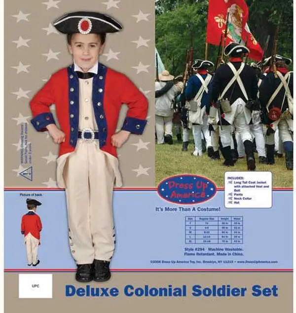 Dress Up America Men's Deluxe Colonial Soldier Cosplay Costume Set - Menswear, Size 4-6 (Small), Polyester Fabric, Pants, Vest, Belt & Accessories, 294-S, Cosplay Suit, Snap, All Occasions, Hat, Costume Accessories, Machine Wash, Clothes, Outfits, Costume