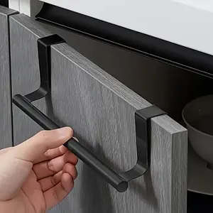 An elegant stainless steel towel bar, stylish, no-drill door-mounted towel rack, perfect for bathroom and kitchen towel storage, durable and space-saving shelf, Bathroom Organizing Accessories