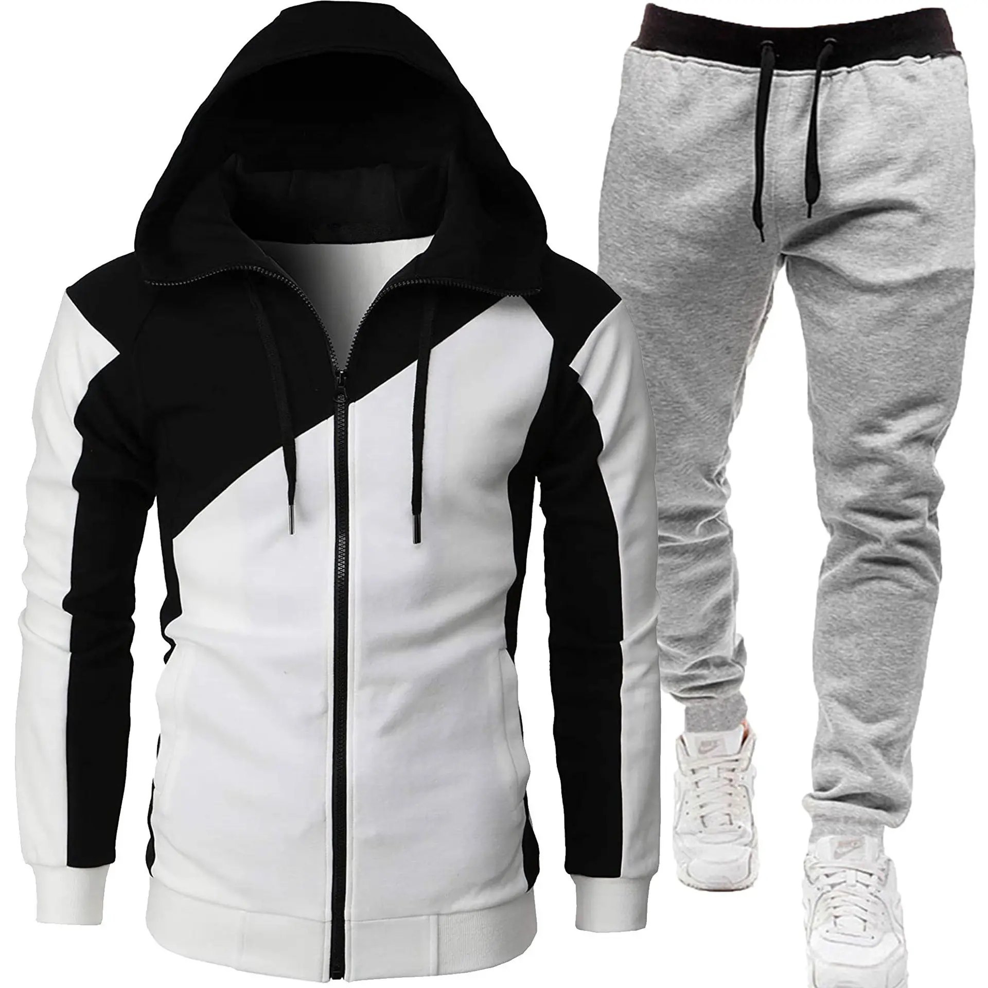 White+light gray pants