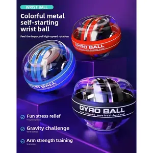 Fitness Auto-Start Wrist Ball - LED Light Magnetic Gyro Ball, Wrist Strength Trainer with 5-Color Lights Auto-Start Wrist Strength Gyro Ball - Magnetic Fitness Wrist Trainer, 5-Color LED Light Hand Spinner Ball
