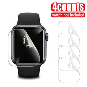 HD Hydrogel Film for Apple Watch (4 Counts), Ultra-flexible Fit HD Eye Protective Scratch-resistant & Self-healing Watch Screen Protector, Wearable