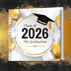 Graduation Black and Gold Scrapbook Edition 1 | Blank Scrapbook Pages | Design Your Own Photo Layouts
