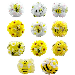 11pcs Bee-Flower beads for DIY Bracelets Keychains Holiday Gifts