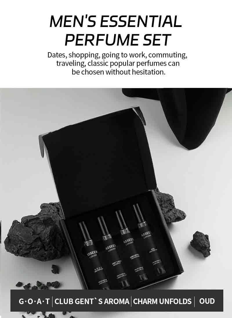 ASSEEK Men's Mini Fragrnce perfume Gift Box ,Elegant Scent,Men's Long-Lasting Colognes,Chirstmas gift-12ML*4