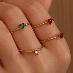 Women's Elegant Heart-Shaped Cubic Zirconia Ring - 12th Month December Birthstone, Adjustable Stainless Steel Costume Jewelry, Ideal for Engagement, Birthday, Mother's Day Presents for Females