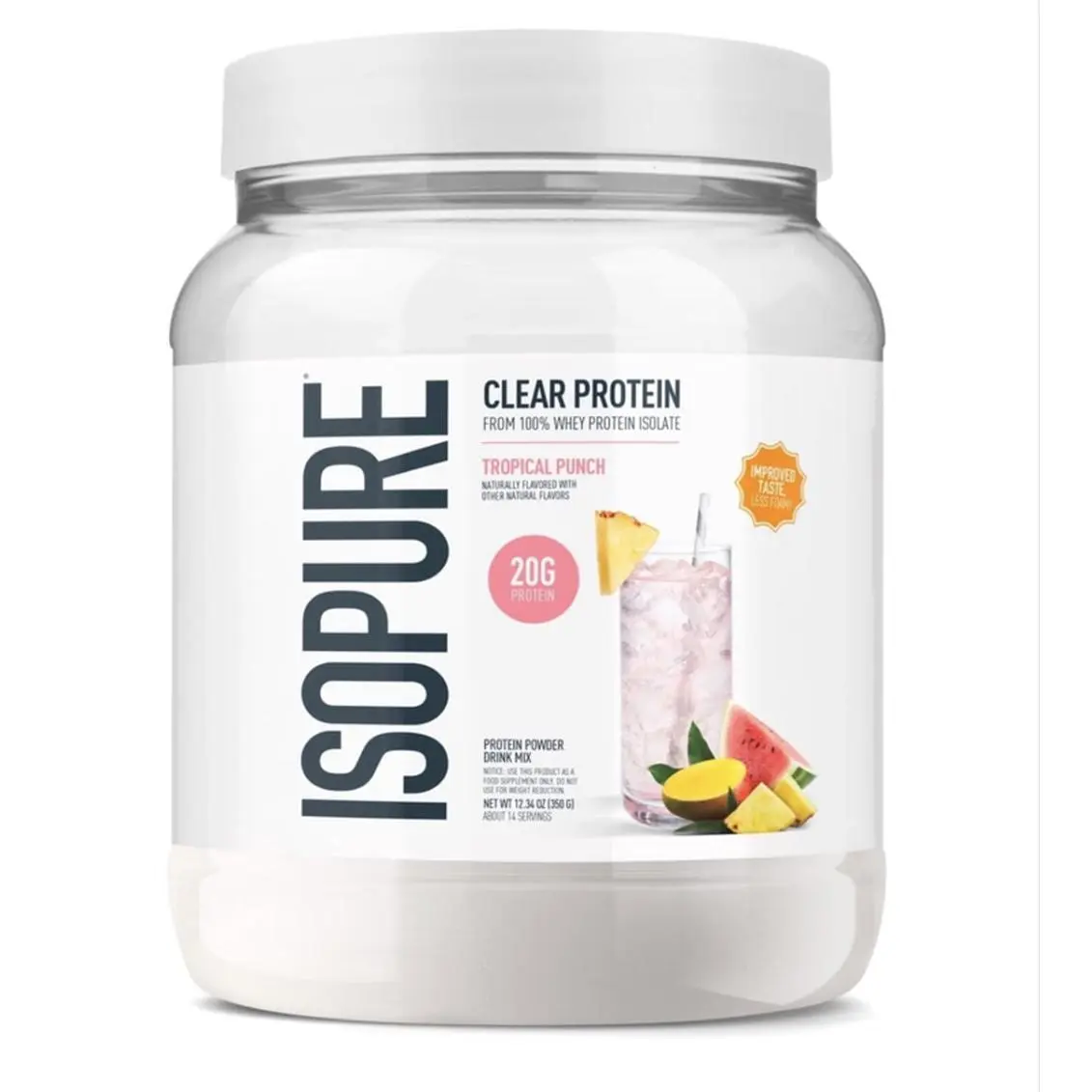 Isopure Clear Protein Isolate Powder Tropical Punch 100% Whey Low Carb Keto Friendly 20g Protein