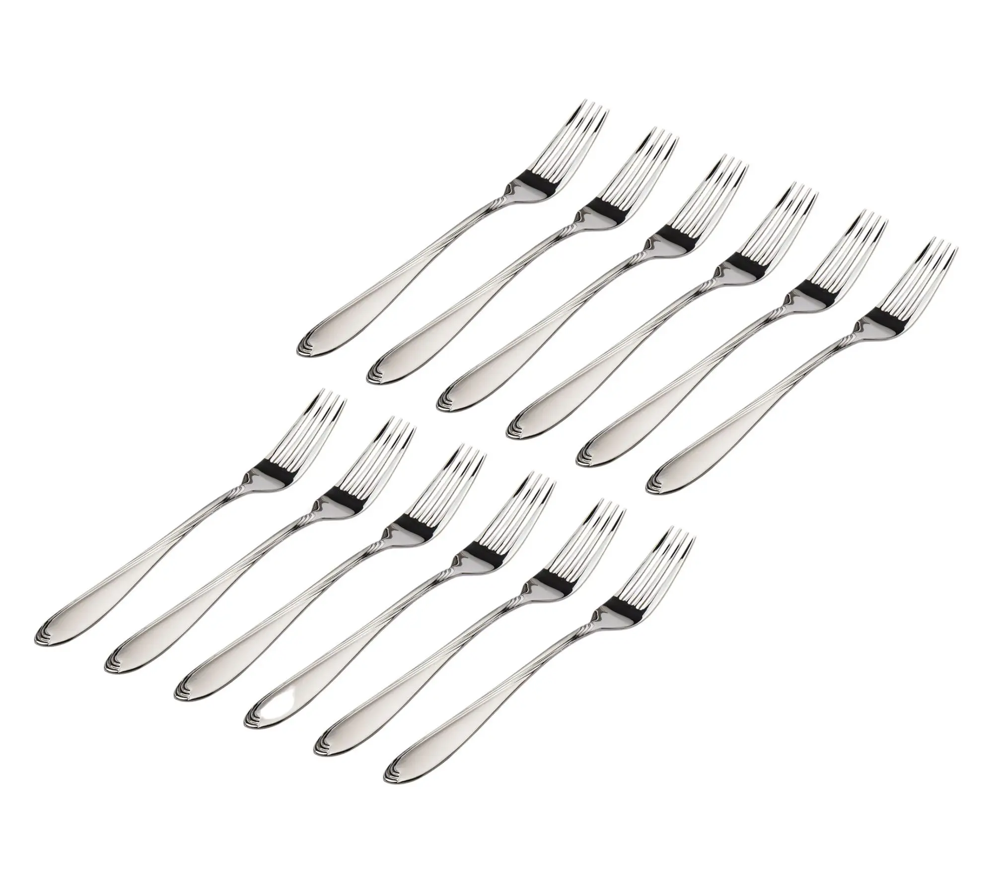 Godinger Set of 12 Wave Sandblast 18/0 SS Salad Forks