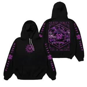 Sleep Token Hoodie, Even In Arcadia Graphic, Metal Band Merch, Gothic Streetwear, Unisex Music Fan Gift, Purple Runes Pullover, Rock Style Top