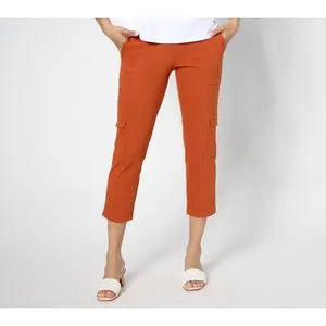 Women With Control Prime Stretch Denim Regular Cargo Crop Pant