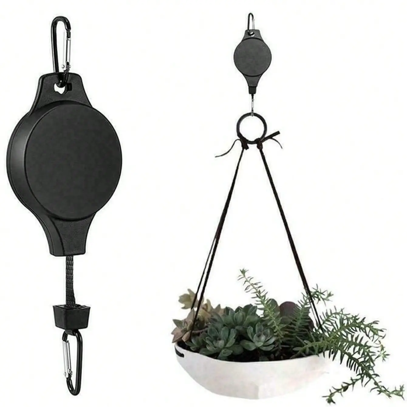 Adjustable Plant Pulley Retractable Hanger, Adjustable Height, Sturdy Construction, Strong Load Capacity, Indoor Outdoor Use, Suitable for Garden Baskets, Flower Pots, Bird Feeders