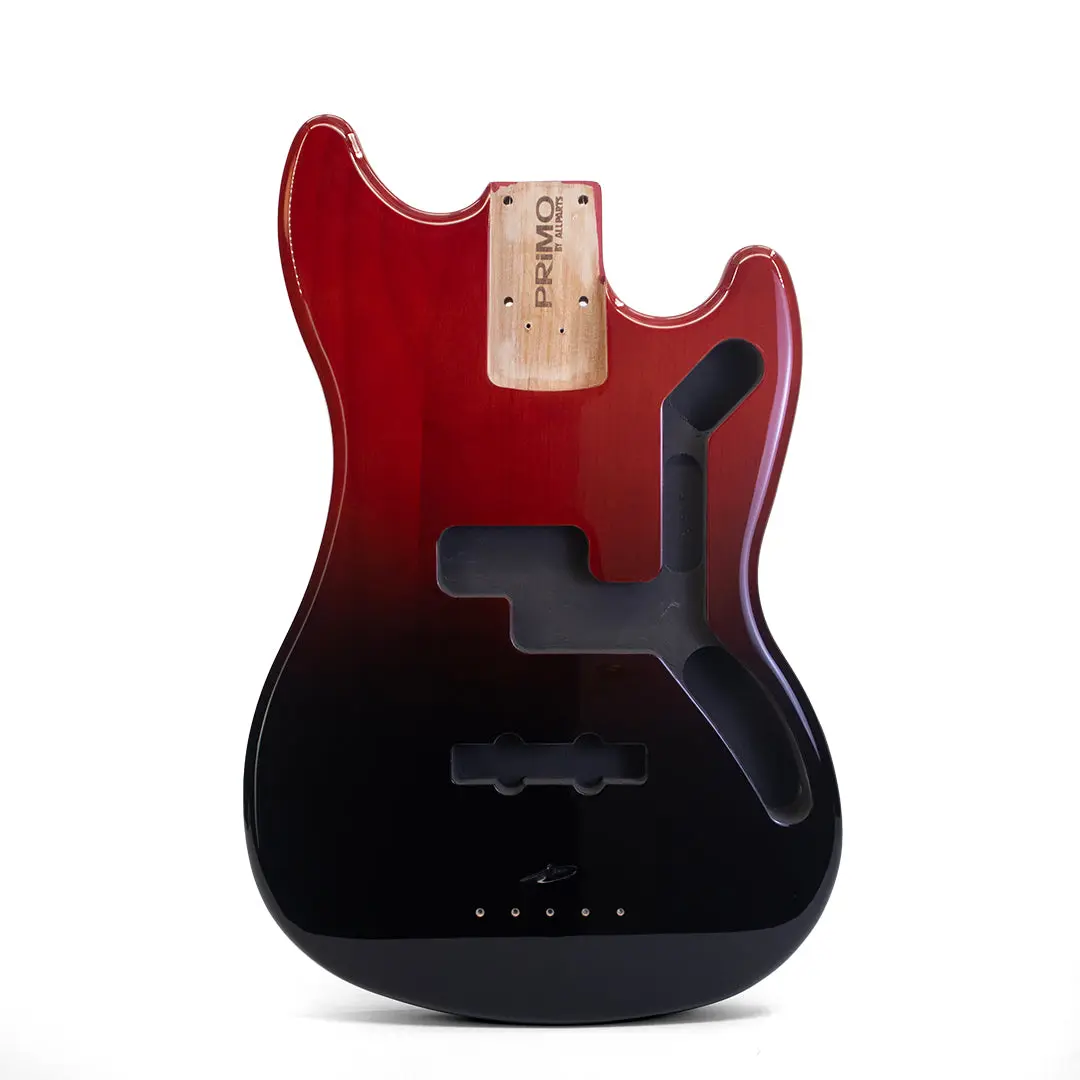 PRiMO Alder Replacement Body for Fender Mustang Bass Standard Series - Crimson Dusk, Polyurethane Finish, 12-Month Warranty