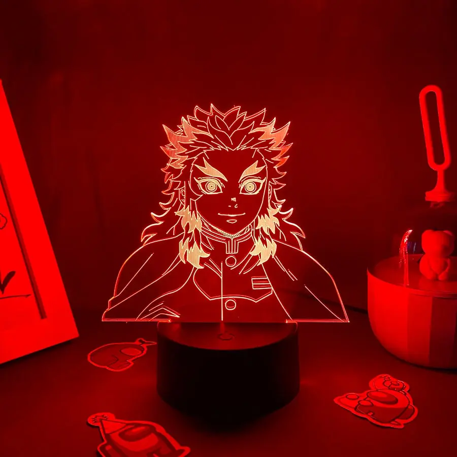 Anime Demon Slayer Kyojuro Rengoku Decorative LED Light Figure, Novelty Night Light for Home Improvement