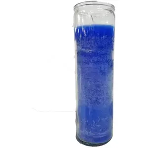 INDIO 7 Day Glass Plain Color Glass Candles 8" Tall - Blue INDIO