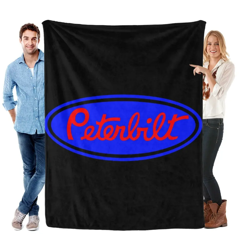Peterbilt Truck Blue Black Red Throw Blanket for Bed,Soft Collage Blanket for Bedroom,Cute Blanket Funny Room Decor Flannel Blankets for Bed SofaThanksgiving Father's Day Children's Day Holiday Gifts for Family and Children
